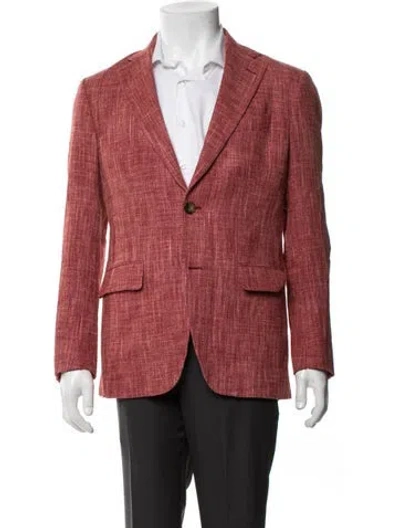 Pre-owned Etro Tweed Pattern Blazer In Red