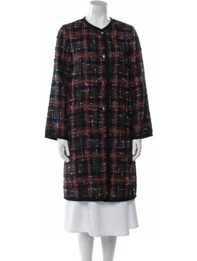 Pre-owned Etro Tweed Pattern Coat In Blue