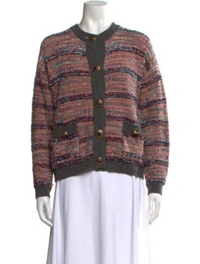 Pre-owned Etro Tweed Pattern Crew Neck Sweater In Multicolor