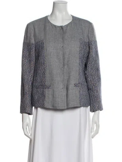 Pre-owned Etro Tweed Pattern Evening Jacket In Gray