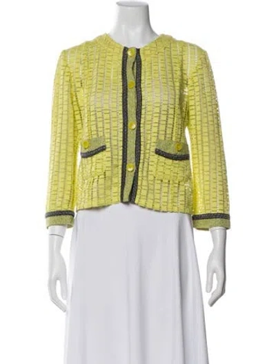 Pre-owned Etro Tweed Pattern Evening Jacket In Yellow