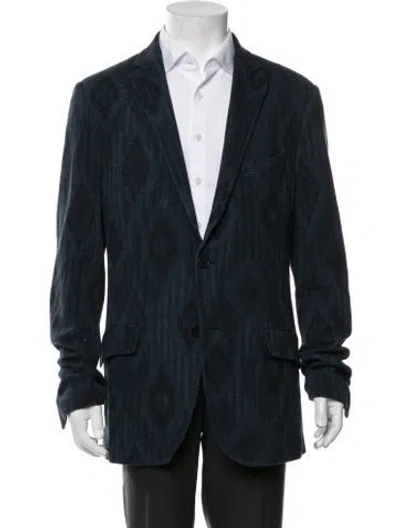 Pre-owned Etro Tweed Pattern Jacket In Blue