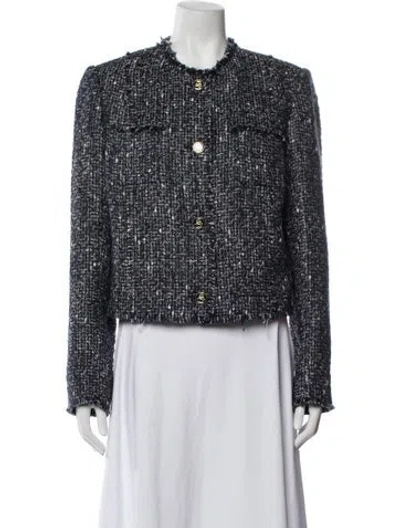 Pre-owned Etro Tweed Pattern Jacket In Blue