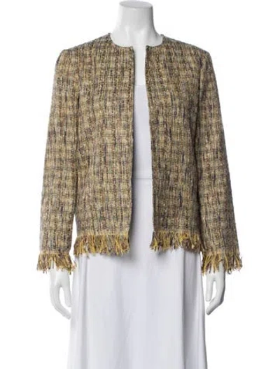 Pre-owned Etro Tweed Pattern Jacket In Yellow
