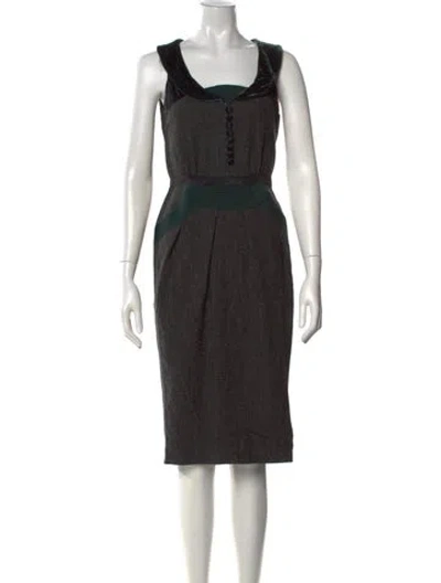 Pre-owned Etro Tweed Pattern Knee-length Dress In Brown