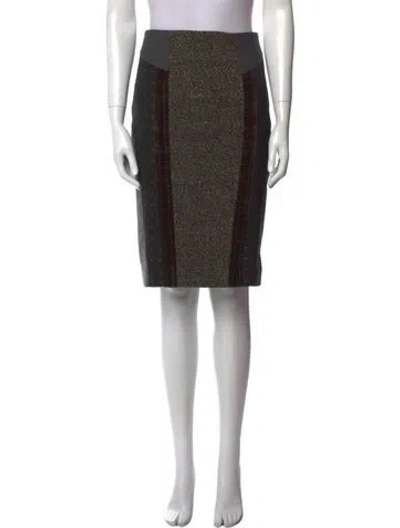 Pre-owned Etro Tweed Pattern Midi Length Skirt In Gray