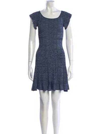 Pre-owned Etro Tweed Pattern Mini Dress In Blue