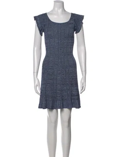 Pre-owned Etro Tweed Pattern Mini Dress In Blue