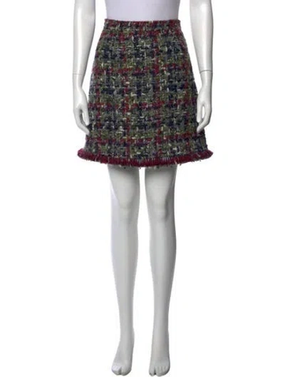 Pre-owned Etro Tweed Pattern Mini Skirt In Blue