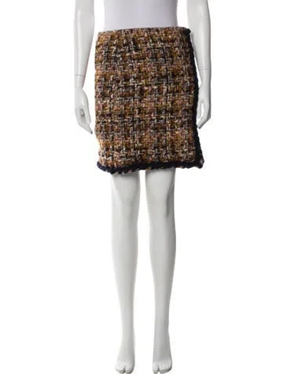 Pre-owned Etro Tweed Pattern Mini Skirt In Orange
