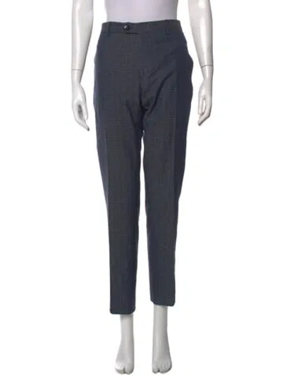 Pre-owned Etro Tweed Pattern Straight Leg Pants In Blue