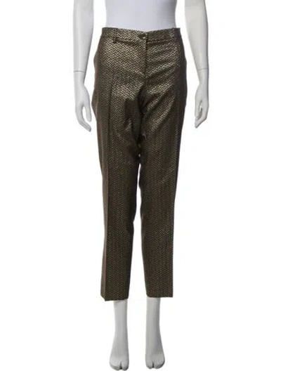 Pre-owned Etro Tweed Pattern Straight Leg Pants In Gold/metallic