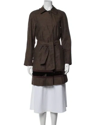 Pre-owned Etro Tweed Pattern Trench Coat In Brown