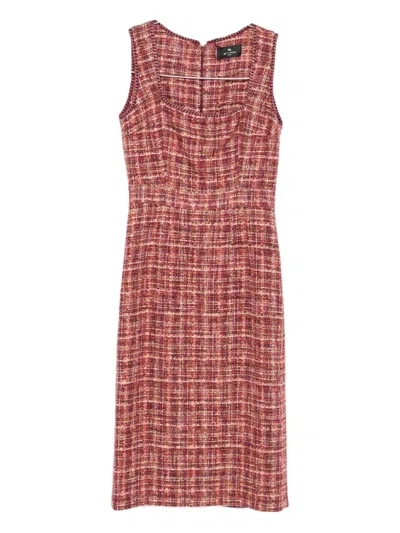 ETRO TWEED SLEEVELESS MIDI DAY DRESS