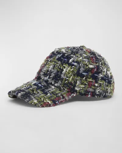 Etro Tweed Wool Baseball Hat In Blue