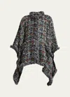 Etro Tweed Wool-blend Cape In S9830 Grey
