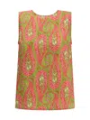 Etro Paisley Foliage Sleeveless Top Button Detail In Multi