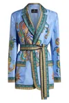 Etro Silk Twill Dressing Gown Jacket Jackets Blue In Blue