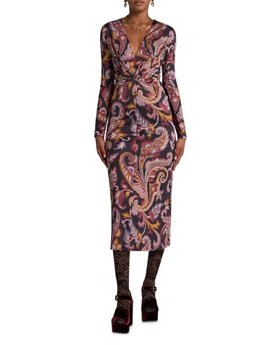 ETRO TWIST FRONT MIDI DRESS