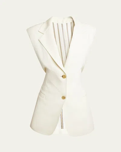 Etro Twisted-back Silk Vest In Goldlurex