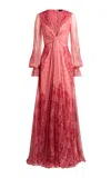 Etro Printed Twisted Silk Maxi Dress In Pink