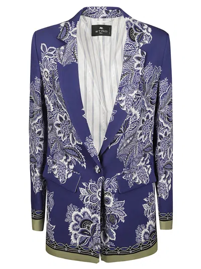 Etro Floral-print Single-breasted Blazer In Purple