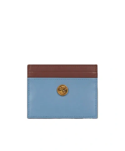 Etro Two-color Leather Clip In Money Blue