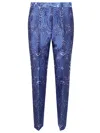 Etro Patterned Trousers With Pockets And Belt Loops In Blue