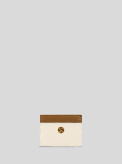 Etro Two-tone Leather Card Holder In Neutral