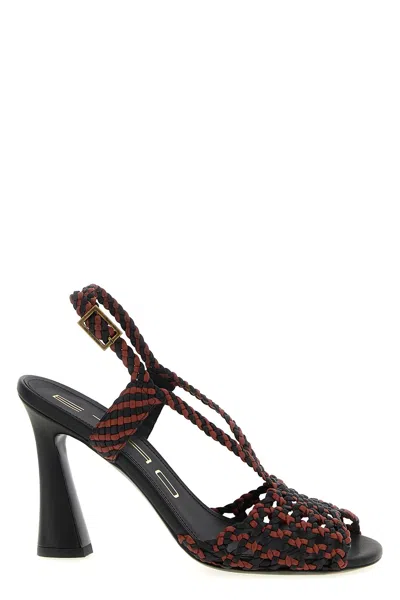 Etro 'two-tone Woven' Sandals In Brown
