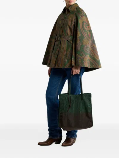Etro Nylon Acetate Acrylic Shopping Bag In Black
