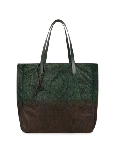 Etro Unfold Me Nylon Tote Bag With Degradé Arnica Motif In Multi