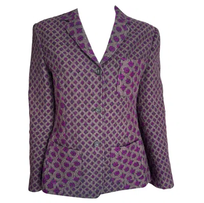 Pre-owned Etro Unisex Purple Grey Silk Wool Blazer, Size 46, Circa 2010