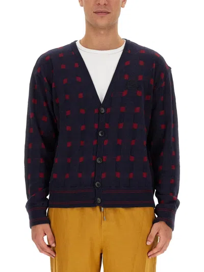 Etro Men V-neck Cardigan In Blue