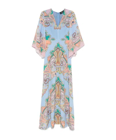 Etro V-neck Dress In Blue