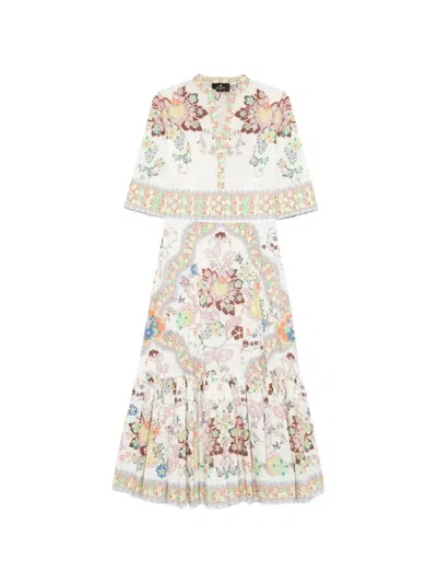 Etro V-neck Flared Maxi Dress In Multi