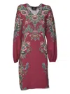 Etro V-neck Floral Dress In Multi