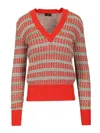 Etro V Neck Knitewear With Stripe Knitwear Multicolor In Orange
