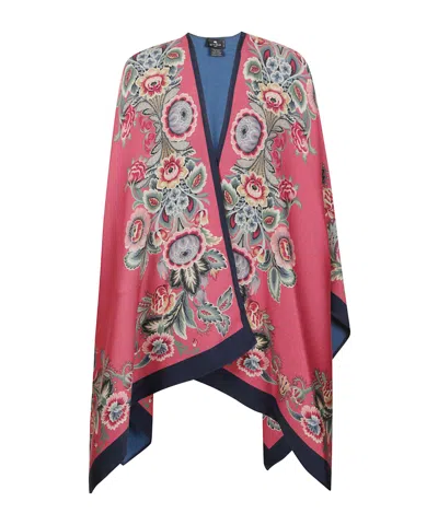 Etro Floral-print Cape In Pink