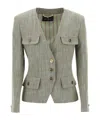 Etro Fitted Jacket With Padded Shoulders In Gray