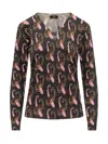 Etro All-over Paisley Patterned V-neck Sweater In Black