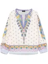 Etro V-neck Top With Long Puff Sleeves In White