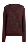 Etro V-neck Wool Sweater In Burgundy