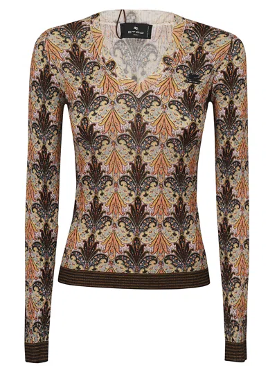 Etro Printed Wool Jumper In Multi