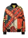 Etro Patchwork Bomber With Geometricc Patterns In Red