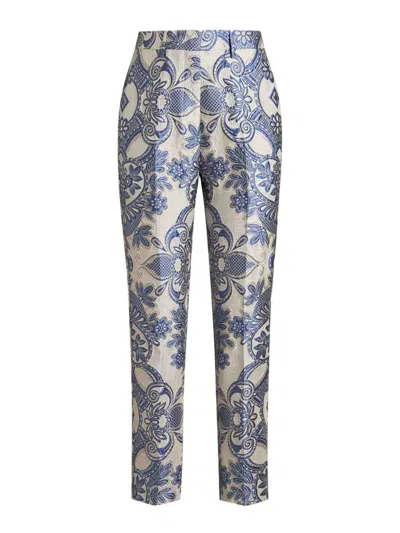 Etro Jacquard Ytrousers In Blue
