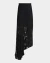 Etro Varigated Lace Assymetric Maxi Skirt In Black