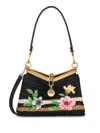 Etro Vela Floral-embroidered Crossbody Bag In Black
