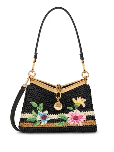 Etro Vela Floral-embroidered Crossbody Bag In Black
