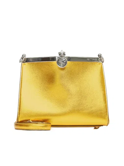 Etro Vela Laminated Mini Shoulder Bag In Gold